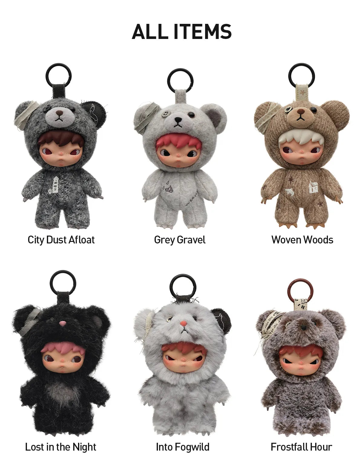 Hirono Road Journal Series-Plush Doll Pendant Blind Box - 6 PCS a set